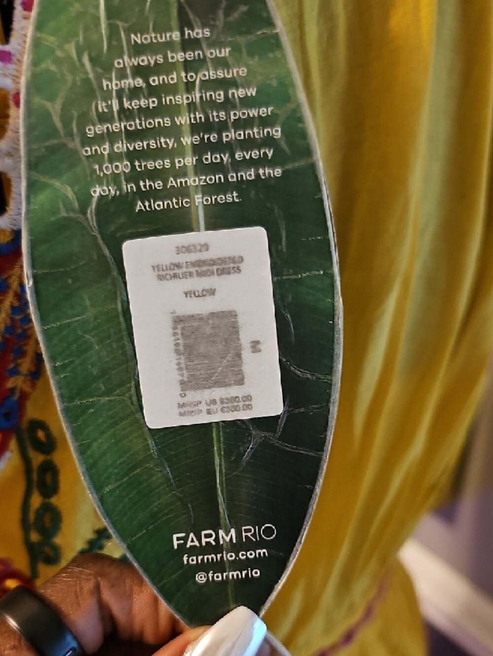 FARM Rio TWO PIECE Marigold Yellow Embroidered V-Neck Tiered Maxi Dress Sz M - Picture 7 of 7